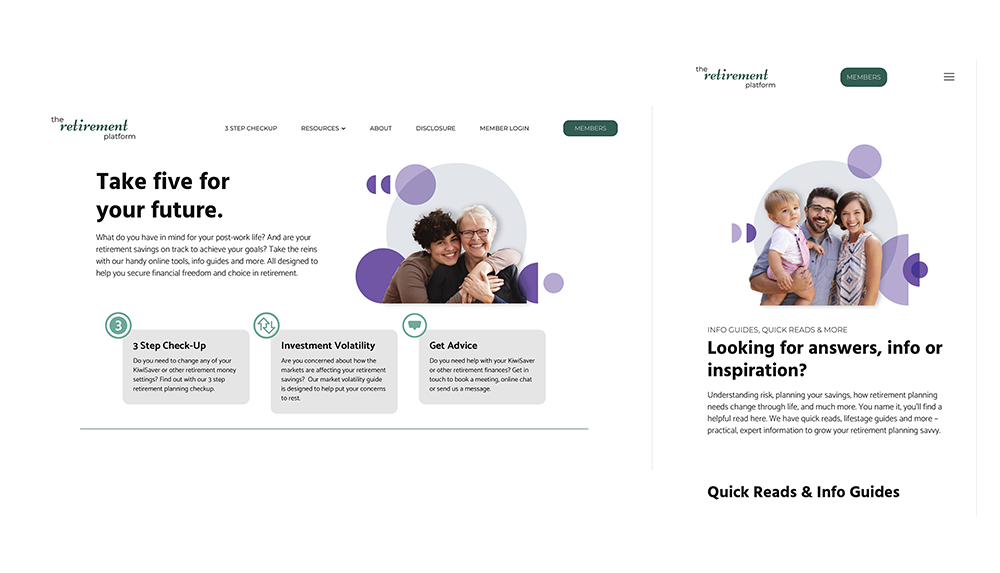 Screenshots for the Retirement Platform.